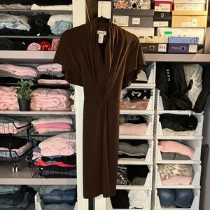 Enchanté Mahogany Faux Wrap Dress